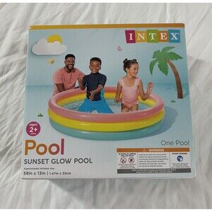 Intex Inflated 58" x 13" Sunset Glow Above Ground Pool 73 Gallons Ages 2+ Up New